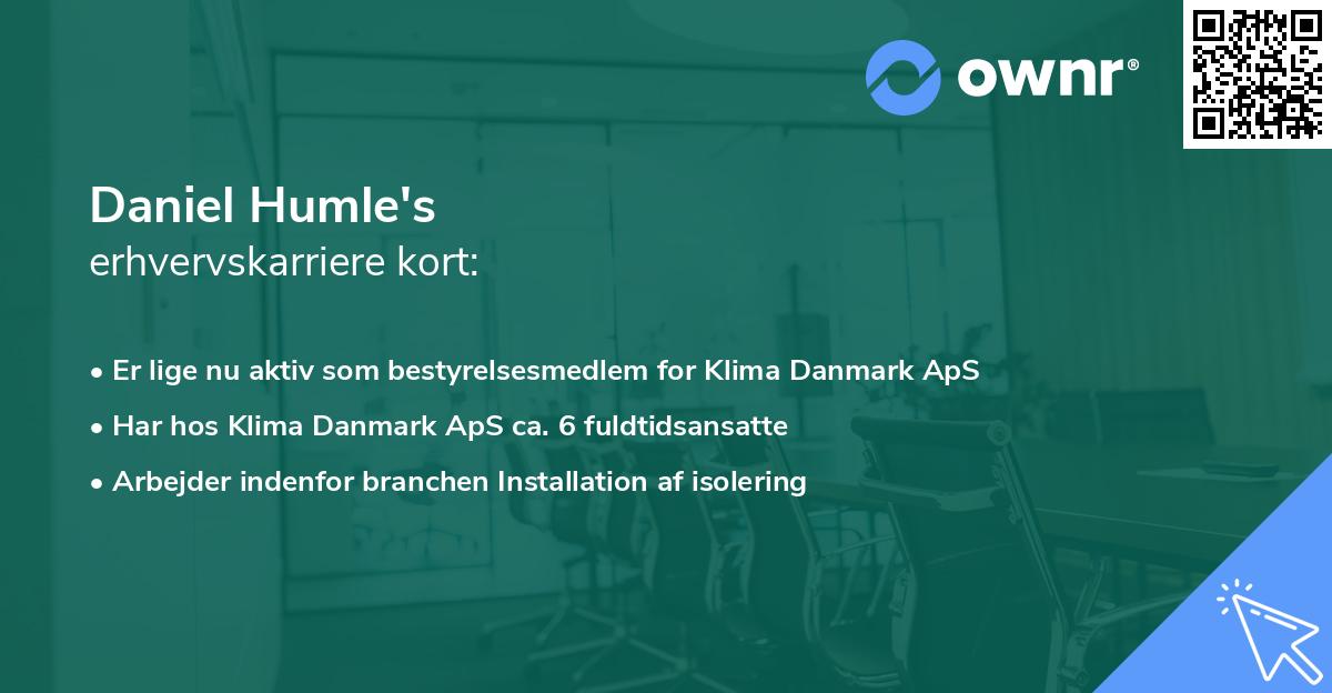Daniel Humle's erhvervskarriere kort