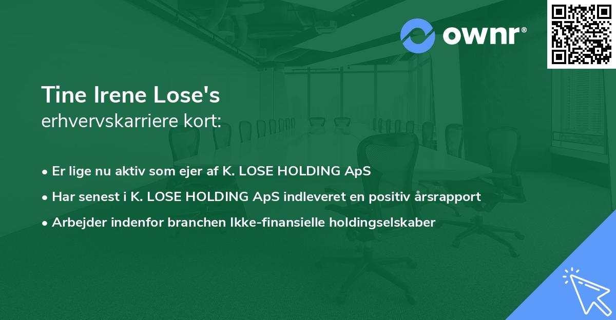 Tine Irene Lose's erhvervskarriere kort