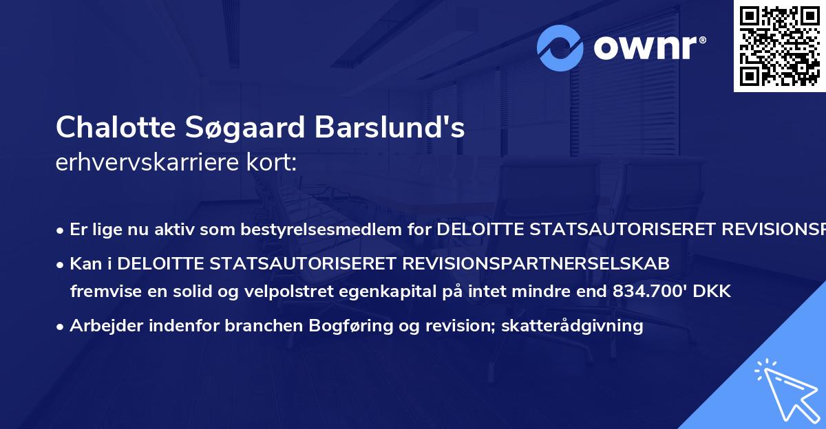 Chalotte Søgaard Barslund's erhvervskarriere kort