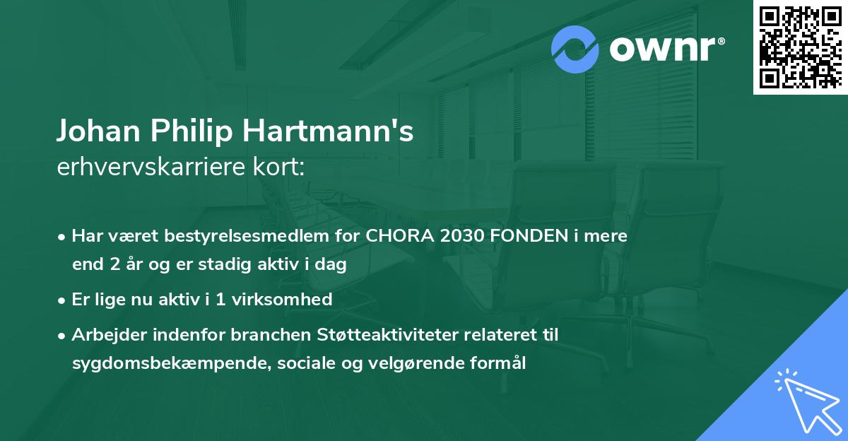 Johan Philip Hartmann's erhvervskarriere kort