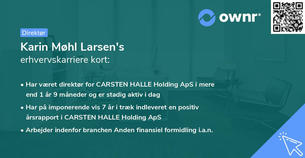 Karin Møhl Larsen's erhvervskarriere kort