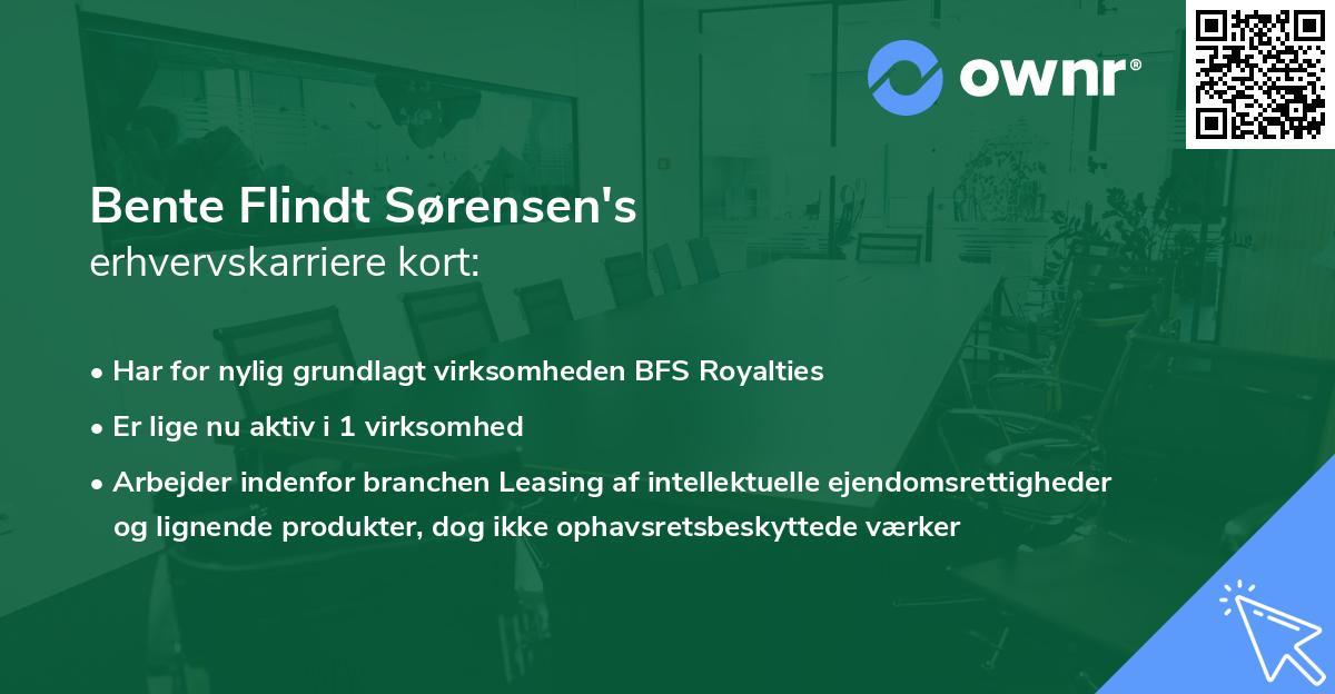 Bente Flindt Sørensen's erhvervskarriere kort