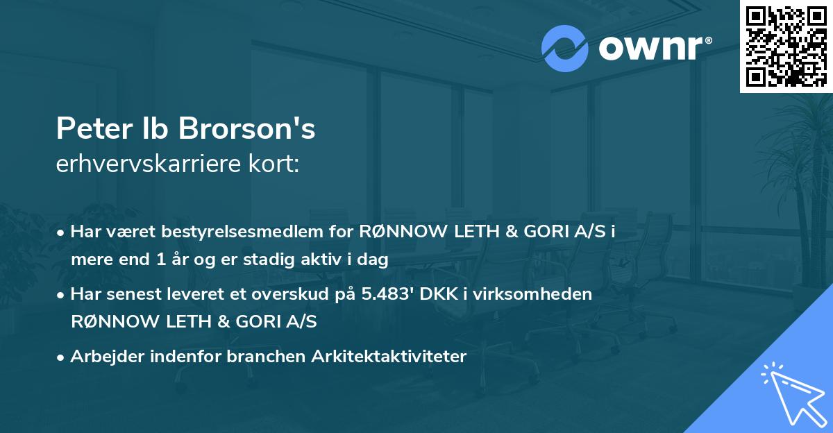 Peter Ib Brorson's erhvervskarriere kort