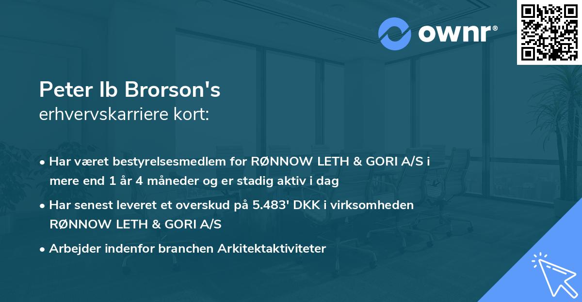Peter Ib Brorson's erhvervskarriere kort