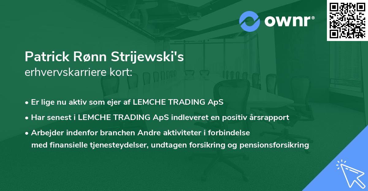 Patrick Rønn Strijewski's erhvervskarriere kort