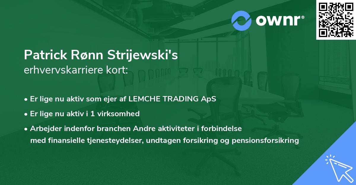 Patrick Rønn Strijewski's erhvervskarriere kort