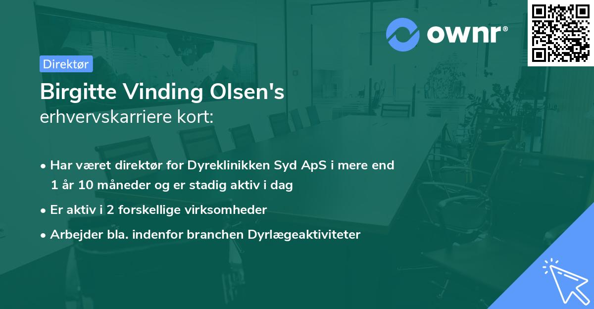 Birgitte Vinding Olsen's erhvervskarriere kort