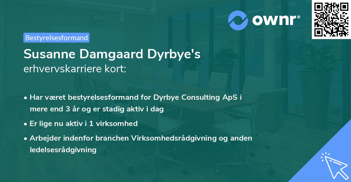 Susanne Damgaard Dyrbye's erhvervskarriere kort