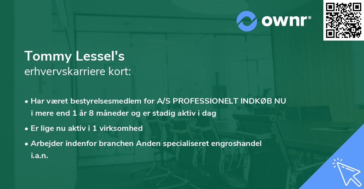 Tommy Lessel's erhvervskarriere kort