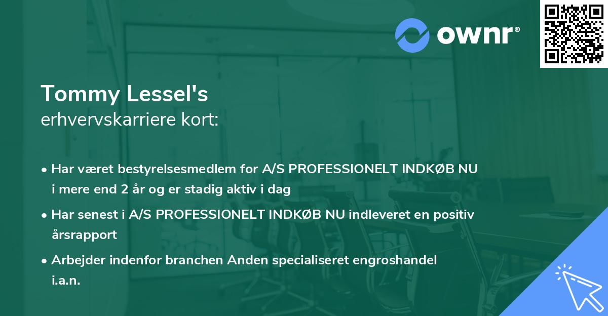 Tommy Lessel's erhvervskarriere kort