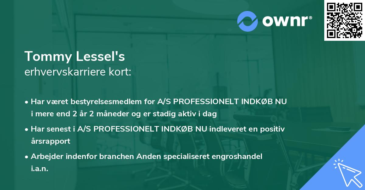 Tommy Lessel's erhvervskarriere kort