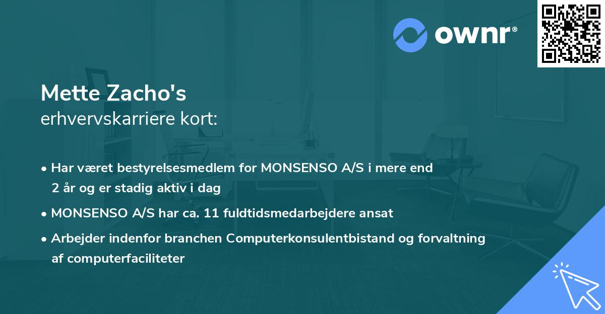 Mette Zacho's erhvervskarriere kort