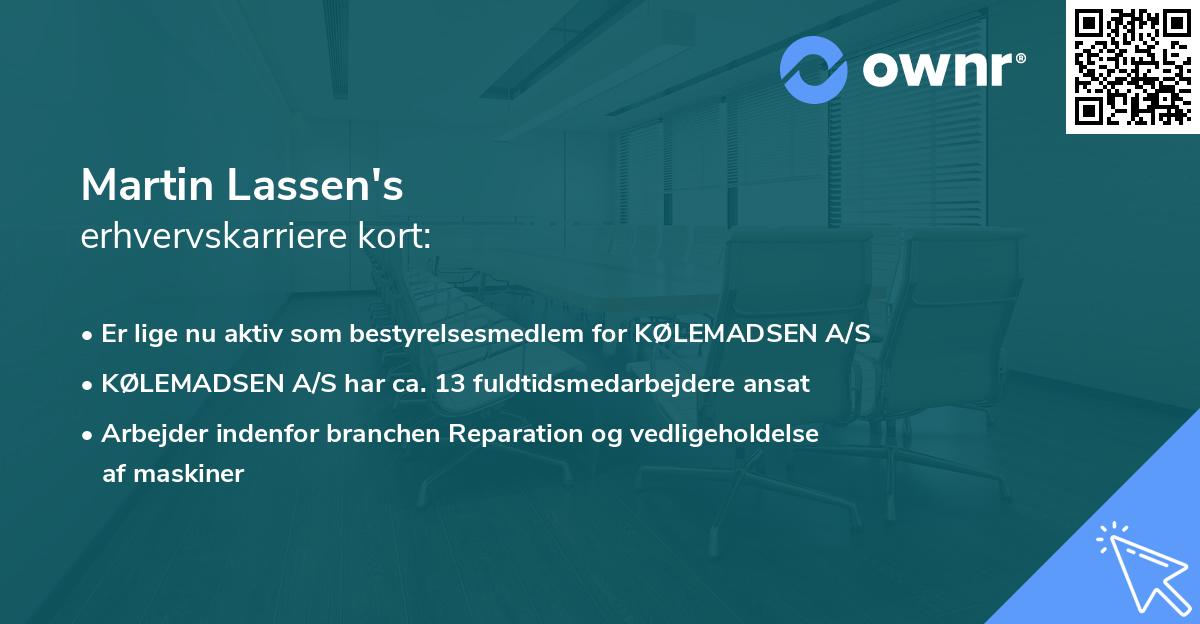 Martin Lassen's erhvervskarriere kort