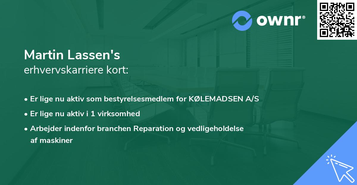 Martin Lassen's erhvervskarriere kort