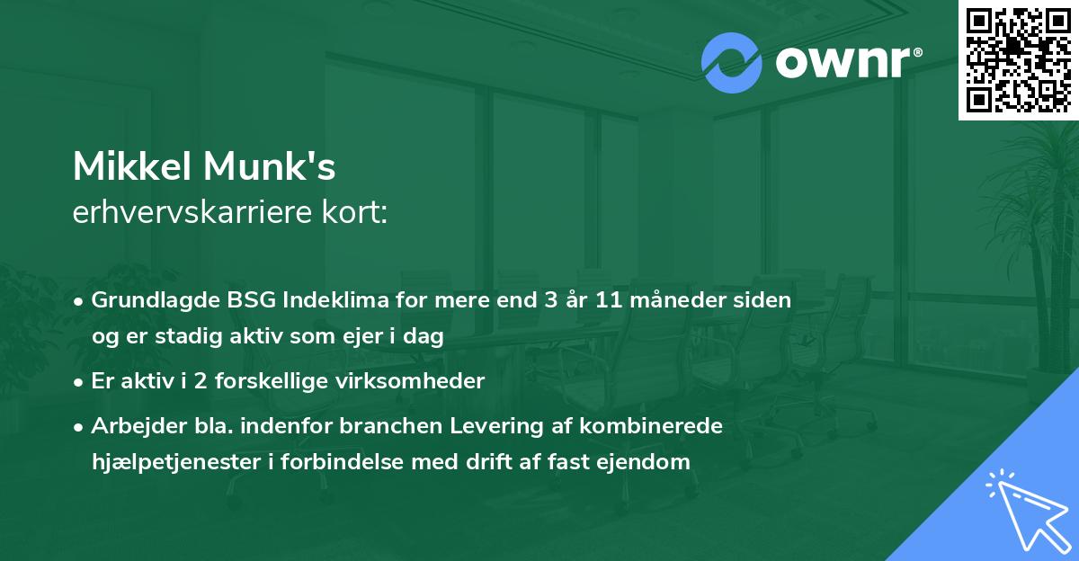 Mikkel Munk's erhvervskarriere kort