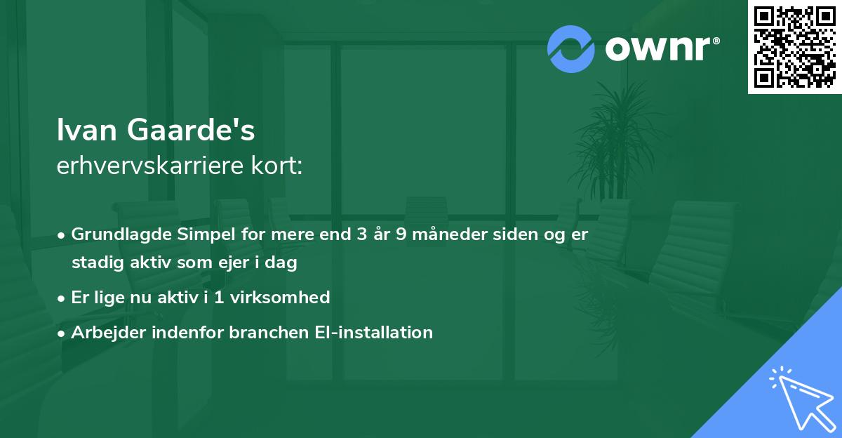 Ivan Gaarde's erhvervskarriere kort