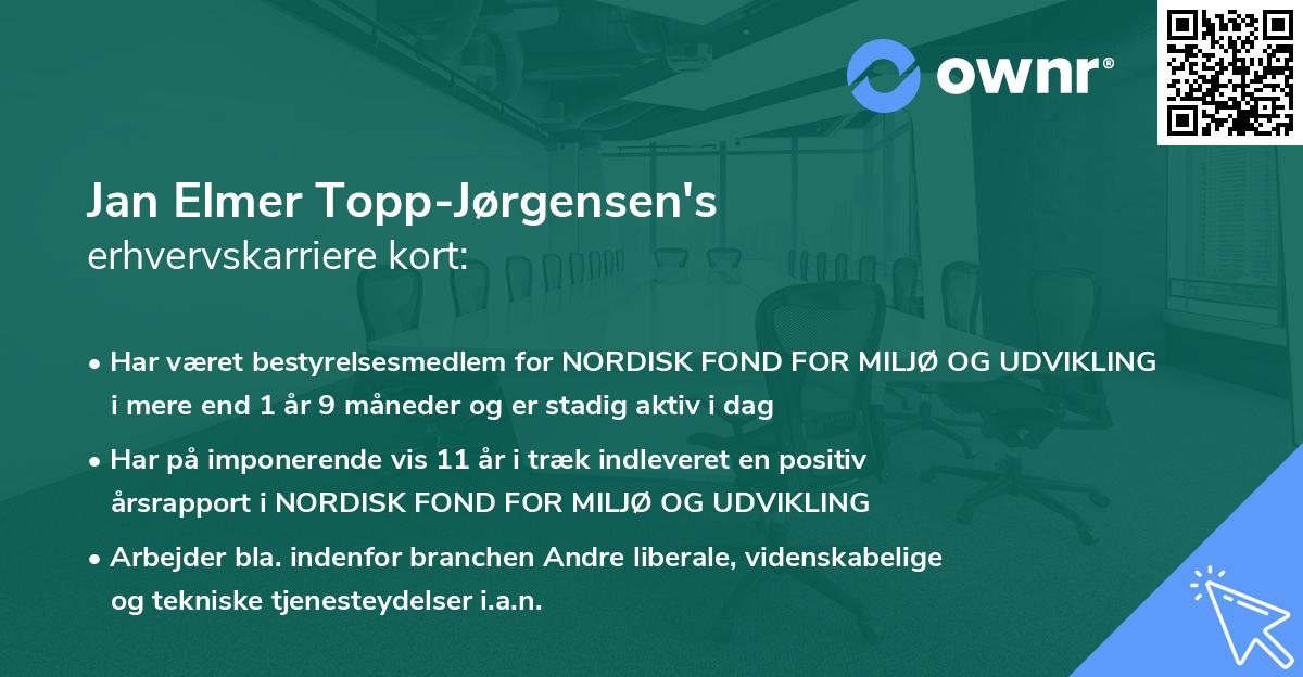 Jan Elmer Topp-Jørgensen's erhvervskarriere kort