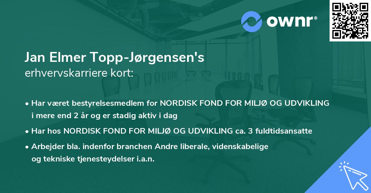 Jan Elmer Topp-Jørgensen's erhvervskarriere kort