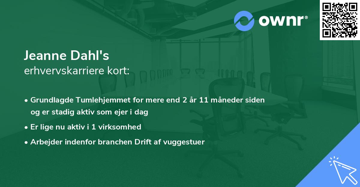 Jeanne Dahl's erhvervskarriere kort