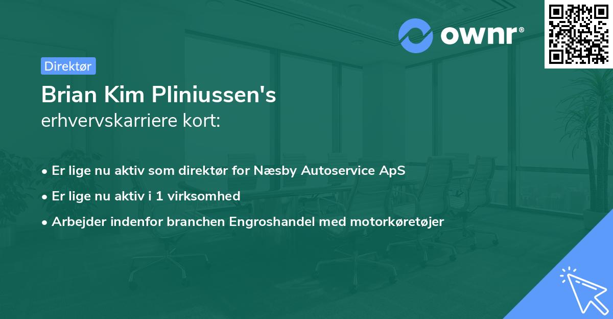 Brian Kim Pliniussen's erhvervskarriere kort