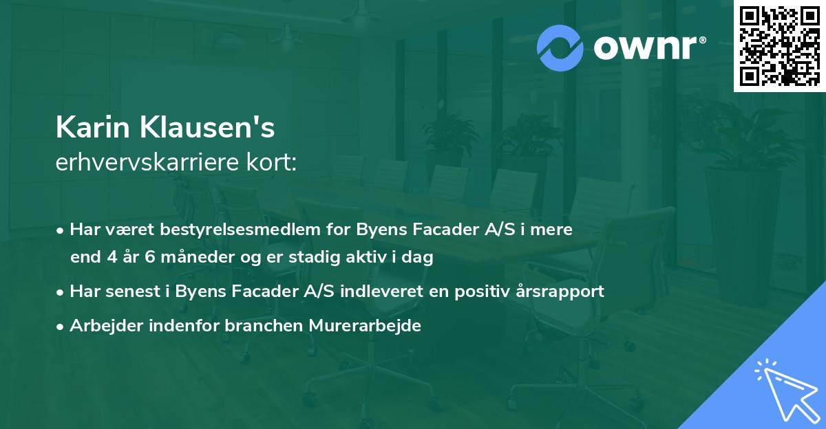 Karin Klausen's erhvervskarriere kort