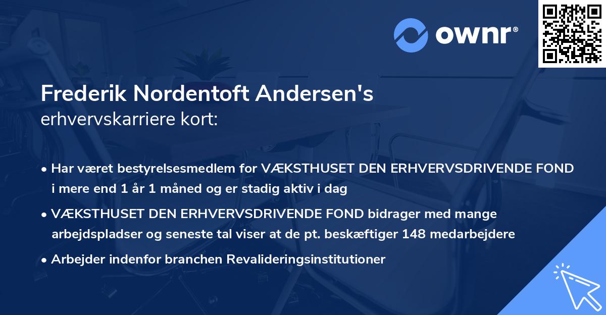 Frederik Nordentoft Andersen's erhvervskarriere kort