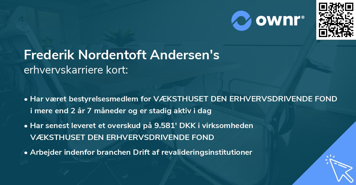 Frederik Nordentoft Andersen's erhvervskarriere kort
