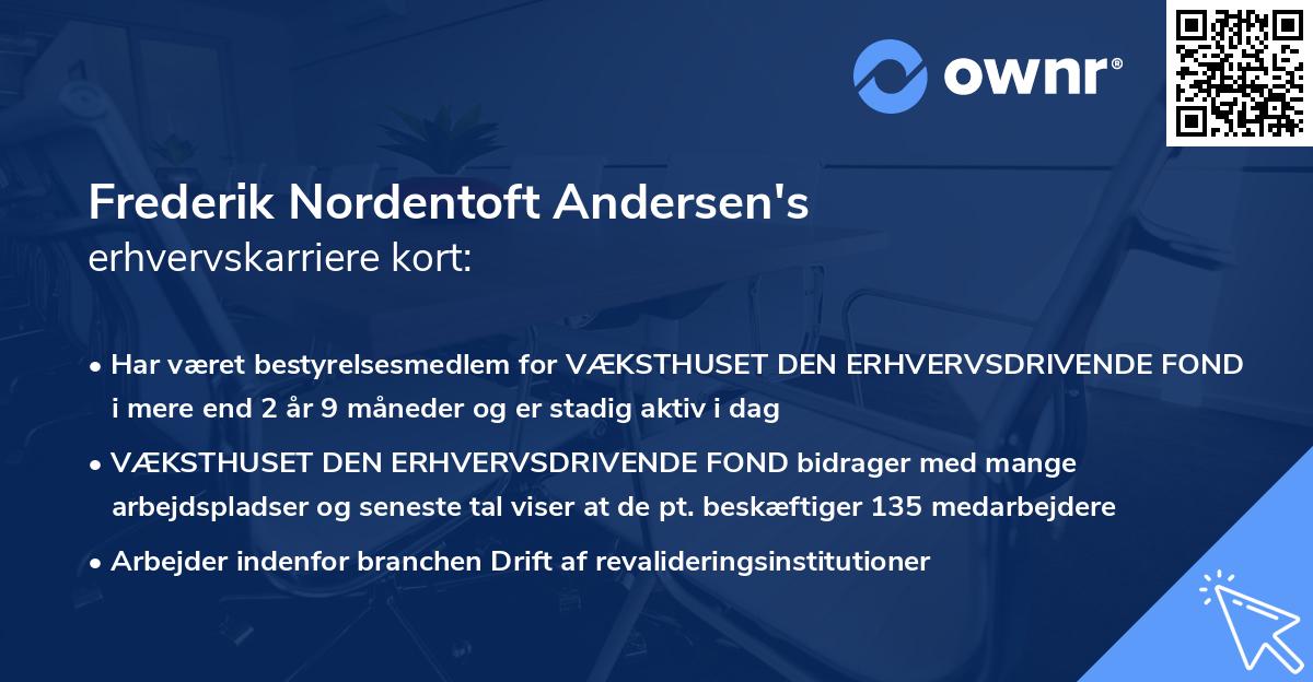 Frederik Nordentoft Andersen's erhvervskarriere kort