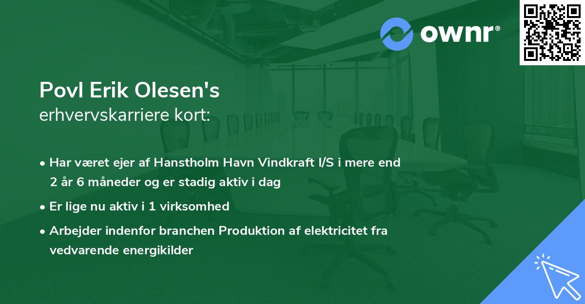 Povl Erik Olesen's erhvervskarriere kort