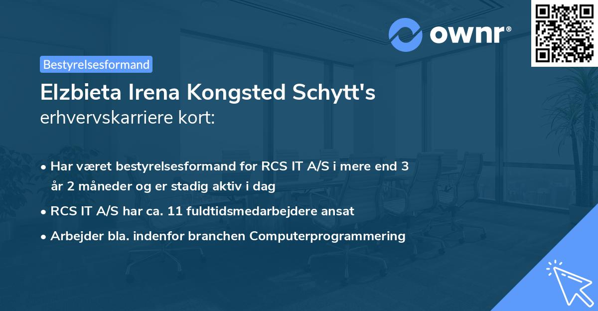 Elzbieta Irena Kongsted Schytt's erhvervskarriere kort