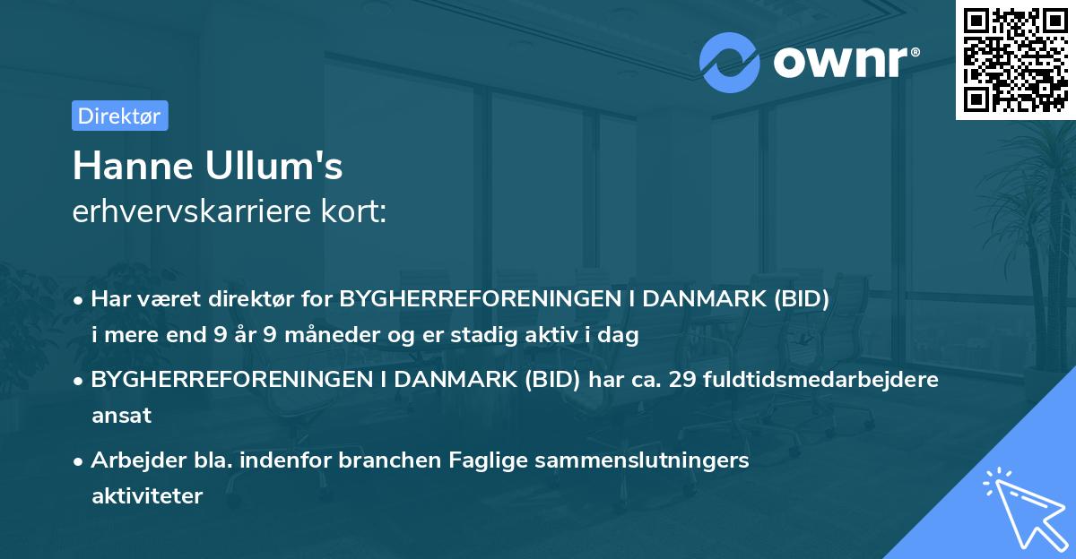 Hanne Ullum's erhvervskarriere kort