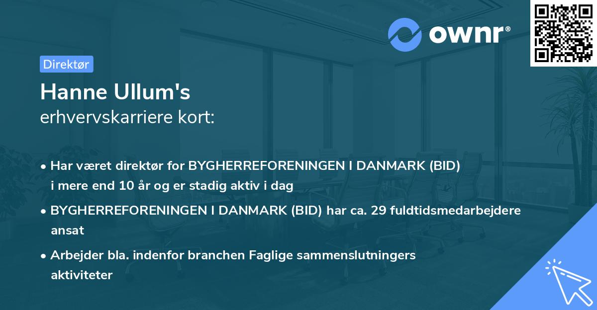 Hanne Ullum's erhvervskarriere kort