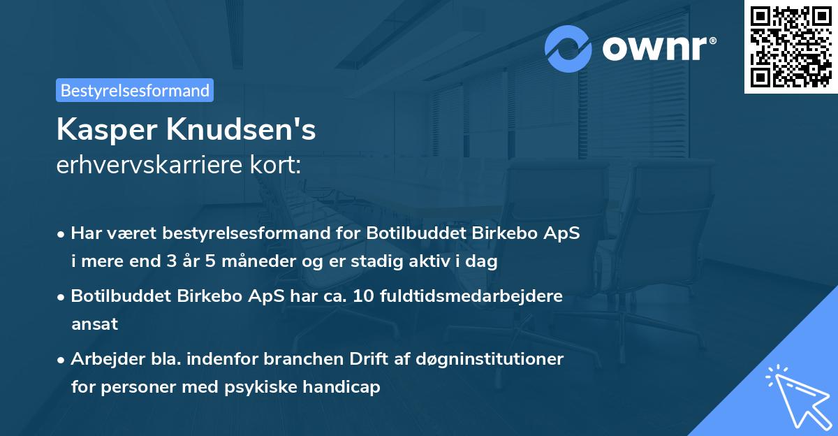 Kasper Knudsen's erhvervskarriere kort