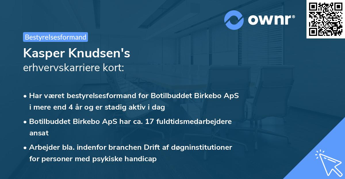 Kasper Knudsen's erhvervskarriere kort