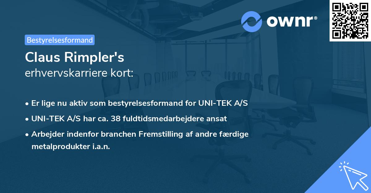 Claus Rimpler's erhvervskarriere kort