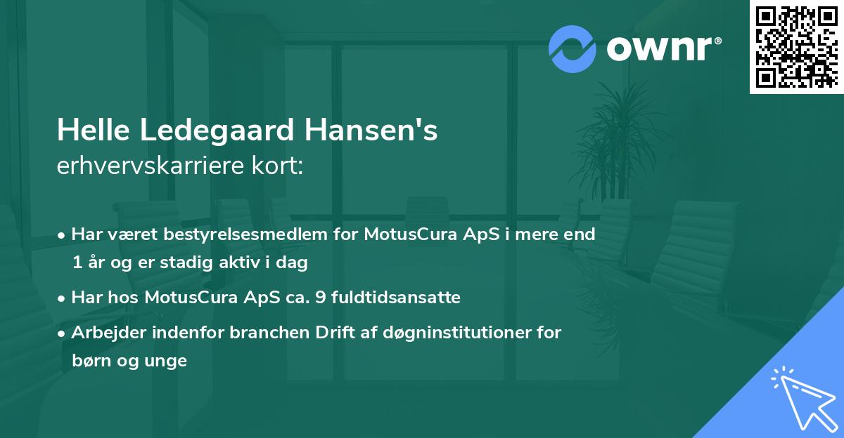Helle Ledegaard Hansen's erhvervskarriere kort