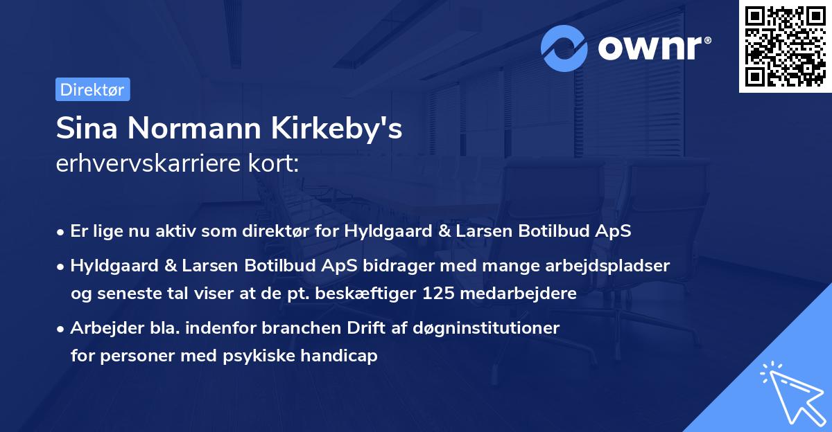 Sina Normann Kirkeby's erhvervskarriere kort