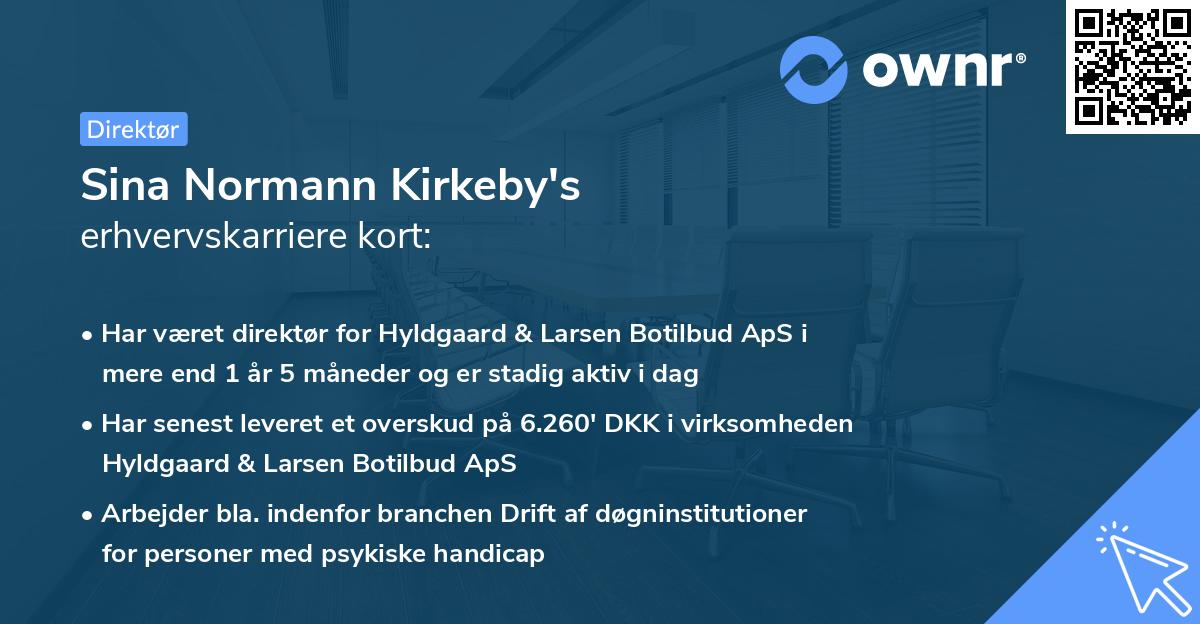 Sina Normann Kirkeby's erhvervskarriere kort