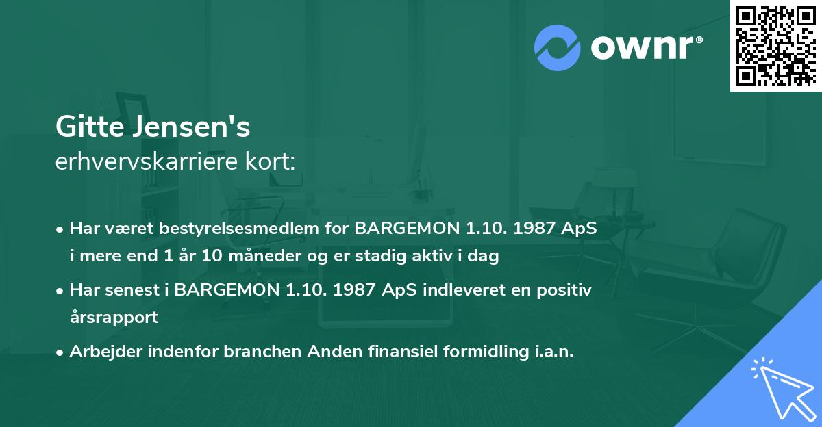 Gitte Jensen's erhvervskarriere kort