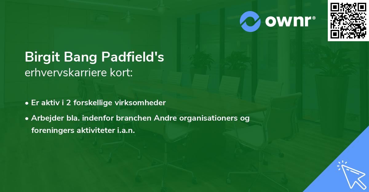 Birgit Bang Padfield's erhvervskarriere kort
