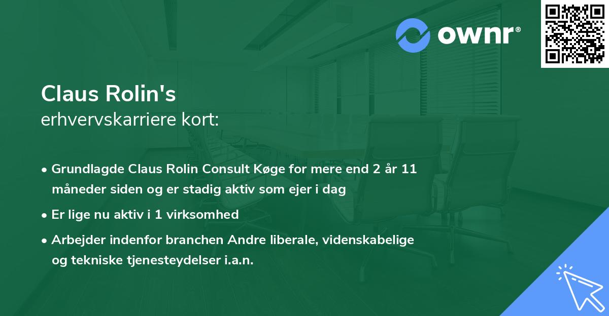 Claus Rolin's erhvervskarriere kort