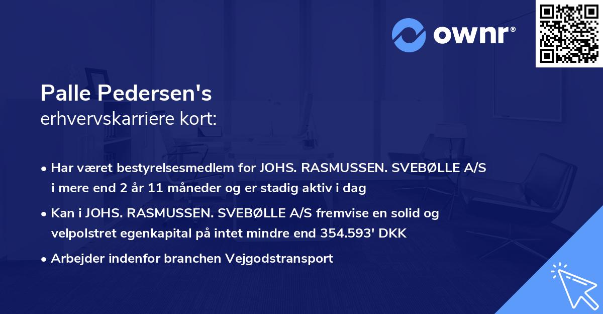 Palle Pedersen's erhvervskarriere kort