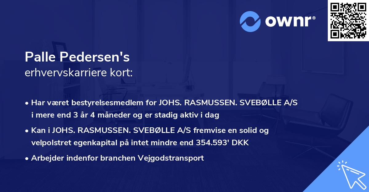 Palle Pedersen's erhvervskarriere kort
