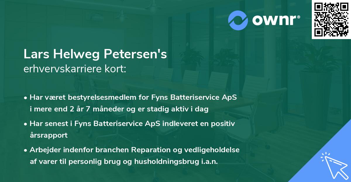 Lars Helweg Petersen's erhvervskarriere kort
