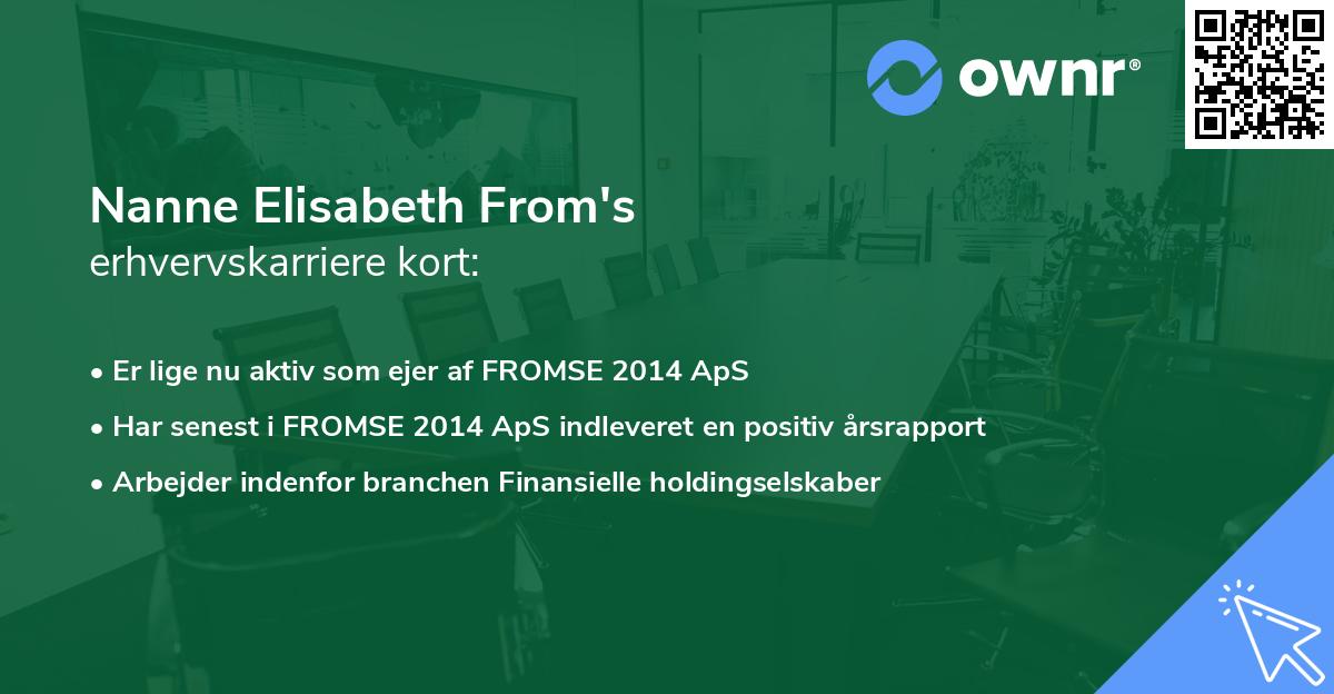 Nanne Elisabeth From's erhvervskarriere kort