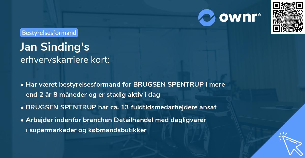 Jan Sinding's erhvervskarriere kort