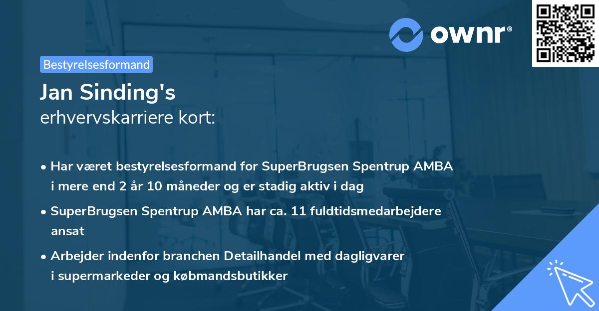 Jan Sinding's erhvervskarriere kort