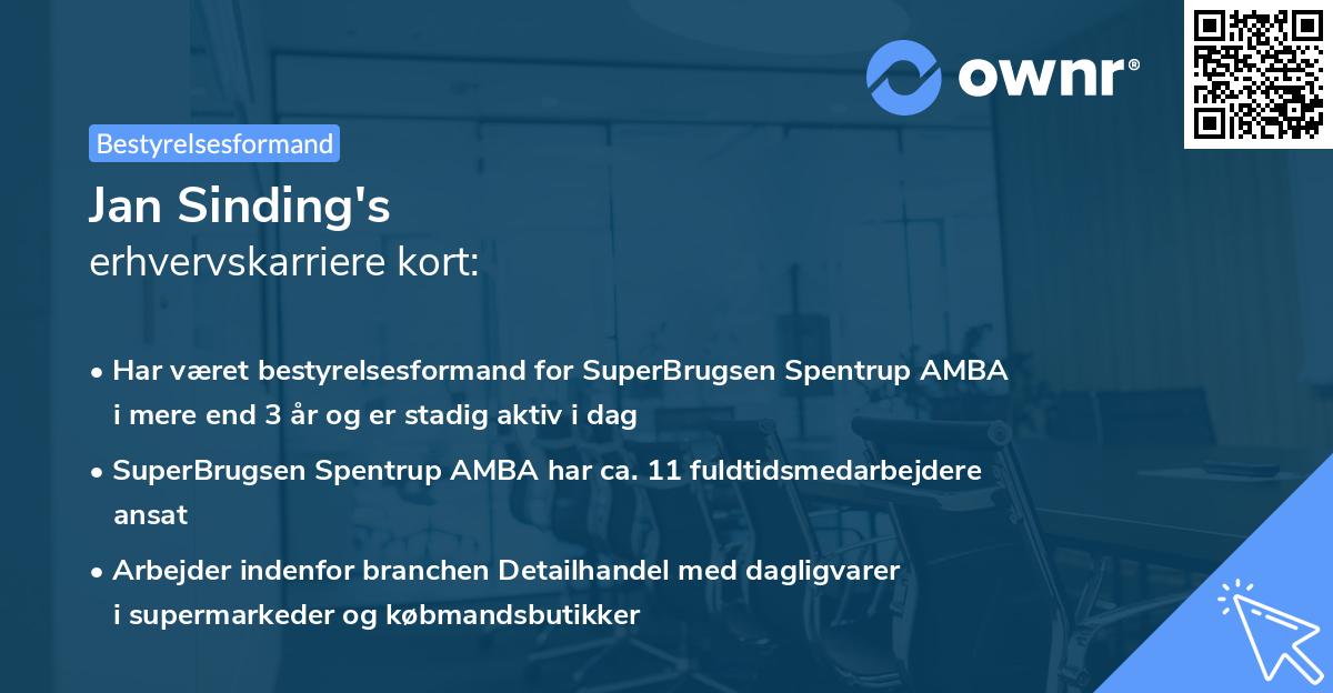 Jan Sinding's erhvervskarriere kort