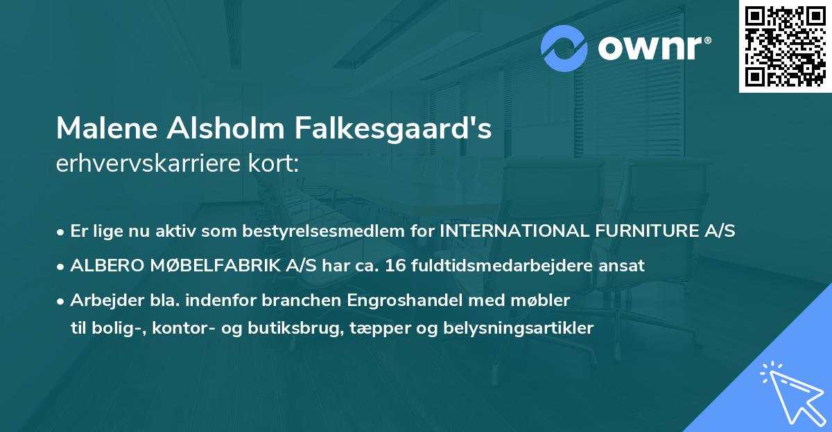Malene Alsholm Falkesgaard's erhvervskarriere kort