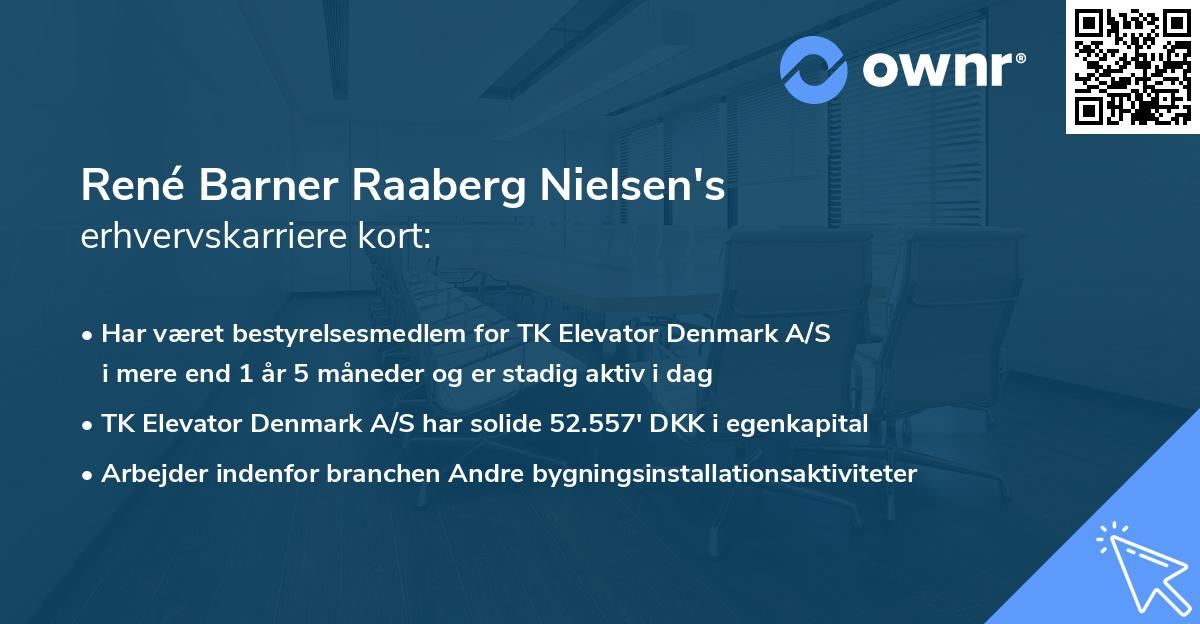 René Barner Raaberg Nielsen's erhvervskarriere kort